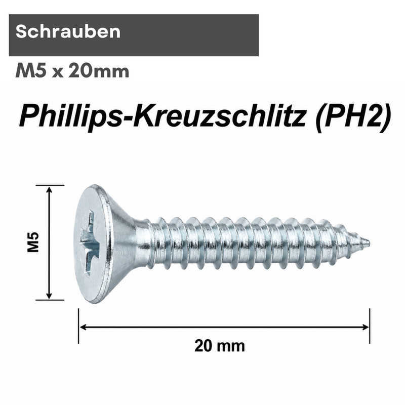 Spanplattenschrauben Ø 5 x 20 mm Senkkopf Kreuzschlitz PH2 – Stahl verzinkt