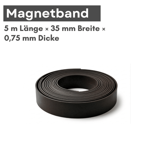 Magnetband 35 mm 0,75 mm 5 m rohbraun Gummimagnet