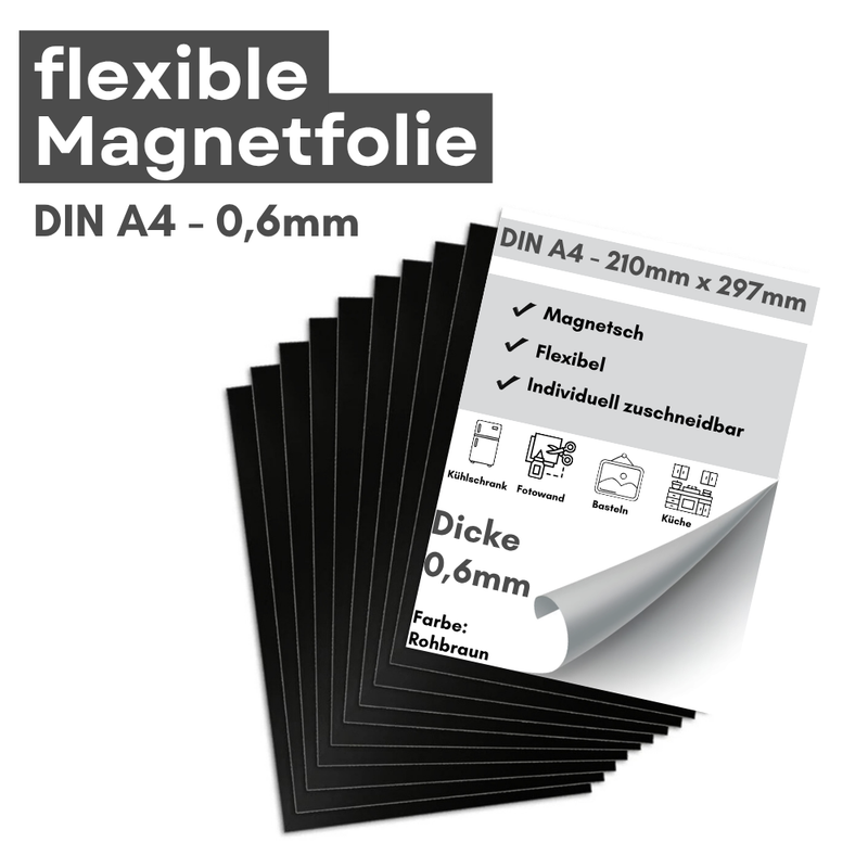 Anisotrope Magnetfolie DIN A4 0,6 mm starke flexible Magnetfolie zuschneidbar