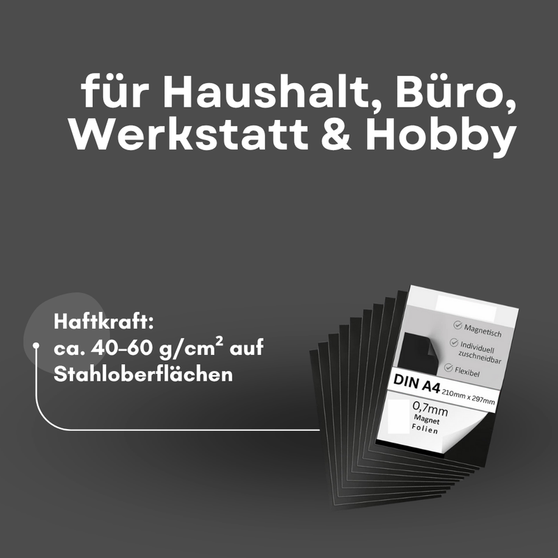 Magnetfolie anisotrop 0,7 mm DIN A4 – flexibel zuschneidbar, hohe Haftkraft, rohbraun