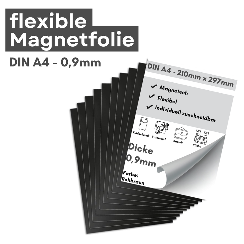 Anisotrope Magnetfolie DIN A4 210x297 mm 0,9 mm starke flexible Magnetfolie