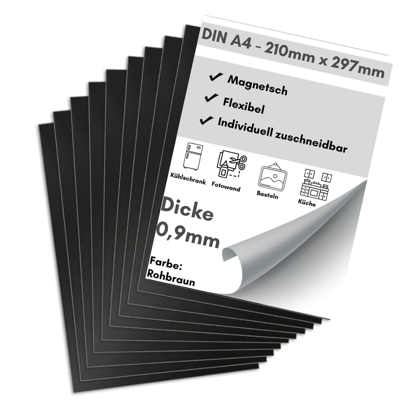 Anisotrope Magnetfolie DIN A4 210x297 mm 0,9 mm starke flexible Magnetfolie