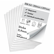 Starke Magnetfolie DIN A4 0,9 mm weiß glänzend für Büro DIY und Werkstatt