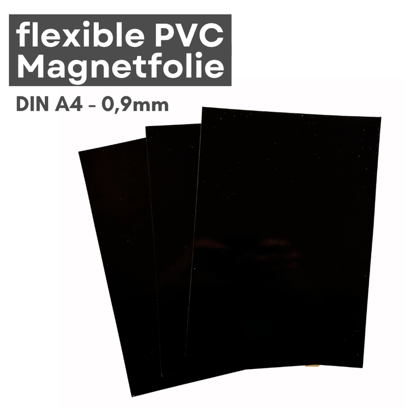 Magnetfolie DIN A4 210x297 mm 0,9 mm schwarz PVC beschreibbar abwischbar