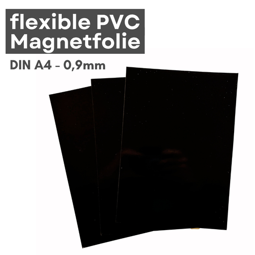 Magnetfolie DIN A4 210x297 mm 0,9 mm schwarz PVC beschreibbar abwischbar