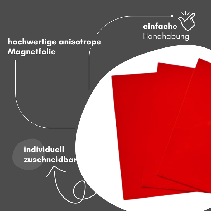 Beschreibbare Magnetfolie rot DIN A4 0,9 mm abwischbar Kreidemarker