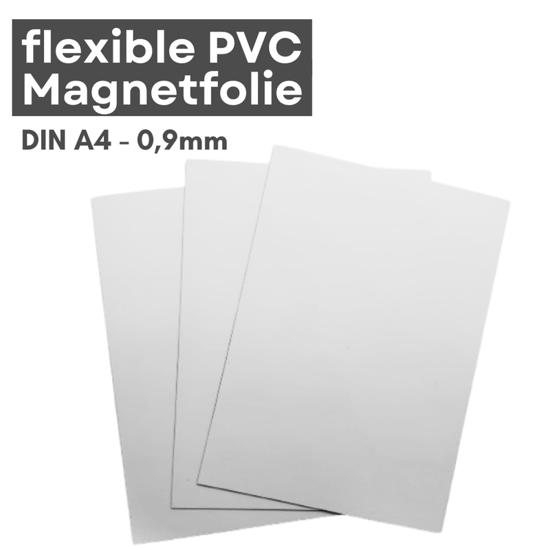 Magnetfolie DIN A4 210x297 mm 0,9 mm weiß PVC beschreibbar abwischbar