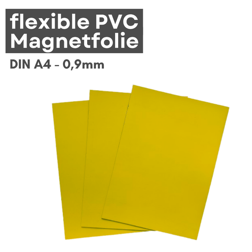 Magnetfolie DIN A4 210x297 mm 0,9 mm gelb PVC beschreibbar abwischbar