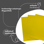 Beschreibbare Magnetfolie gelb DIN A4 0,9 mm abwischbar Kreidemarker