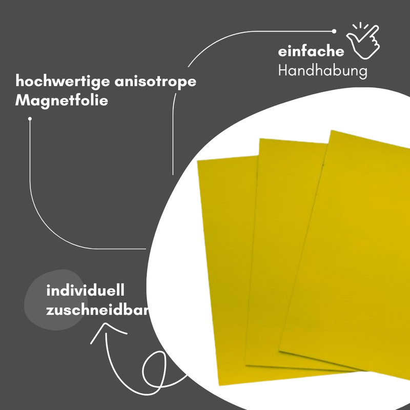 Beschreibbare Magnetfolie gelb DIN A4 0,9 mm abwischbar Kreidemarker