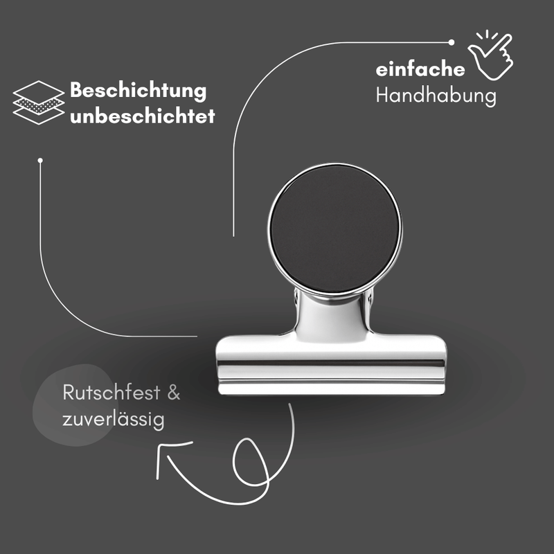 Magnetklammer XL silber für Notizen Fotos und Dokumente
