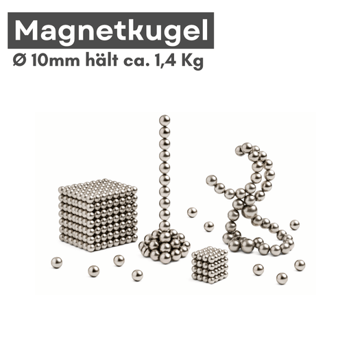 Neodym Magnet Kugel 10 mm silber NiCuNi Beschichtung einzeln