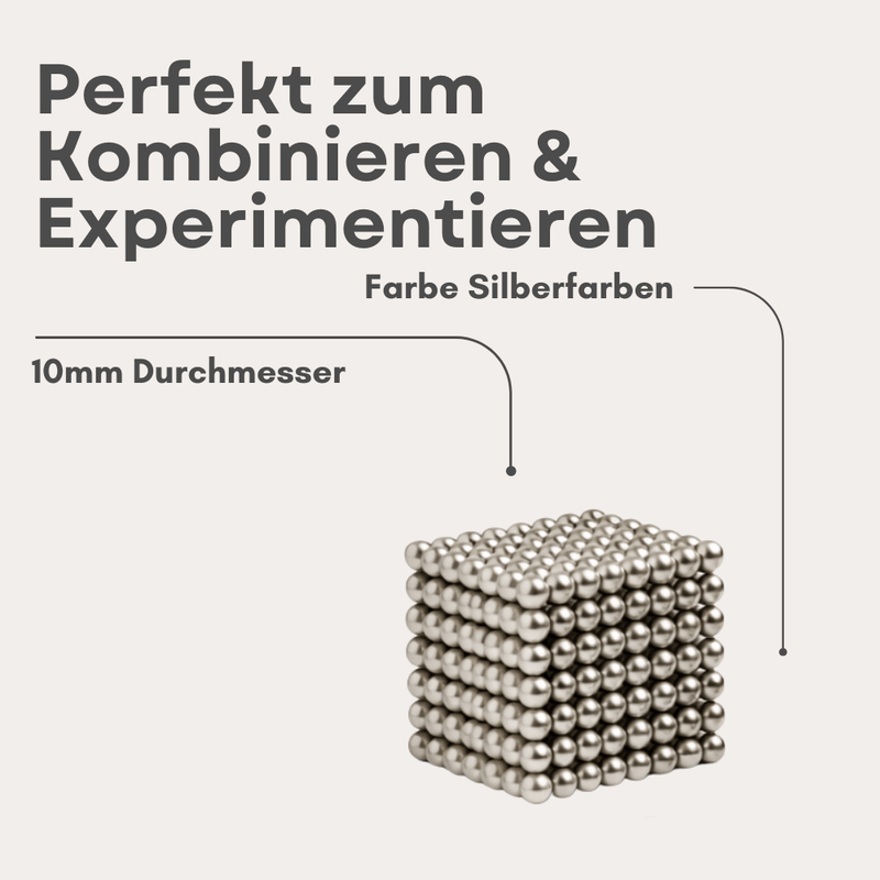 Magnetkugel 10 mm stark Neodym Kugel glänzend silber