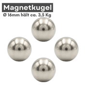 Neodym Magnet Kugel 16 mm silber NiCuNi Beschichtung stark