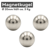 Neodym Magnet Kugel 20 mm silber NiCuNi extra stark