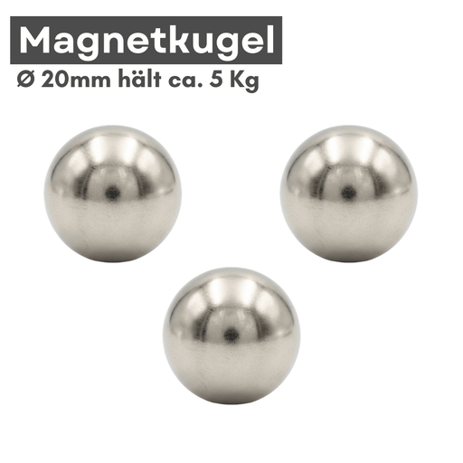 Neodym Magnet Kugel 20 mm silber NiCuNi extra stark