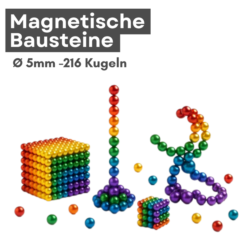 Magnetic building blocks – 216 rainbow-colored balls (5 mm) | Creative anti-stress toy