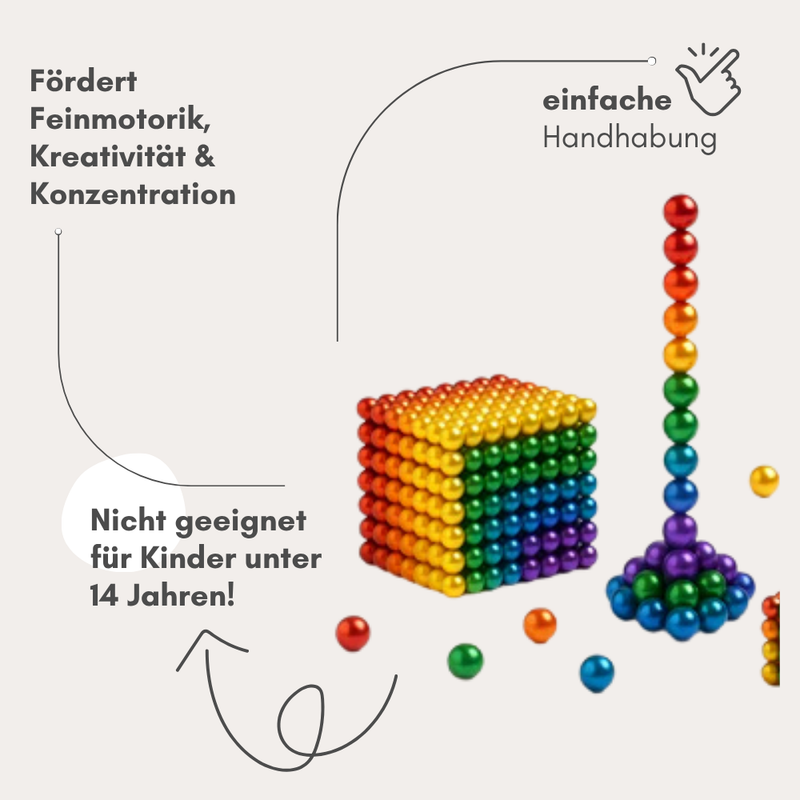 Magnetic building blocks – 216 rainbow-colored balls (5 mm) | Creative anti-stress toy