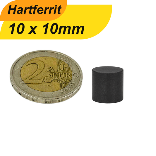 Ferrit Scheibenmagnet 10x10mm Y35 Hartferrit axial magnetisiert starke Magnete