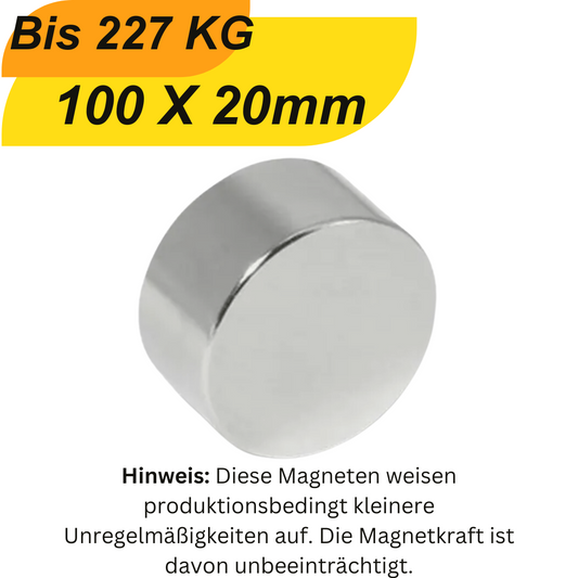 Neodym Magnet 100mm x 20mm Supermagnete hohe Haftkraft Scheibenmagnet