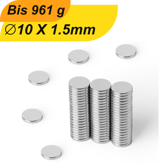 Neodym Magnet 10mm x 1.5mm Supermagnete hohe Haftkraft Scheibenmagnet