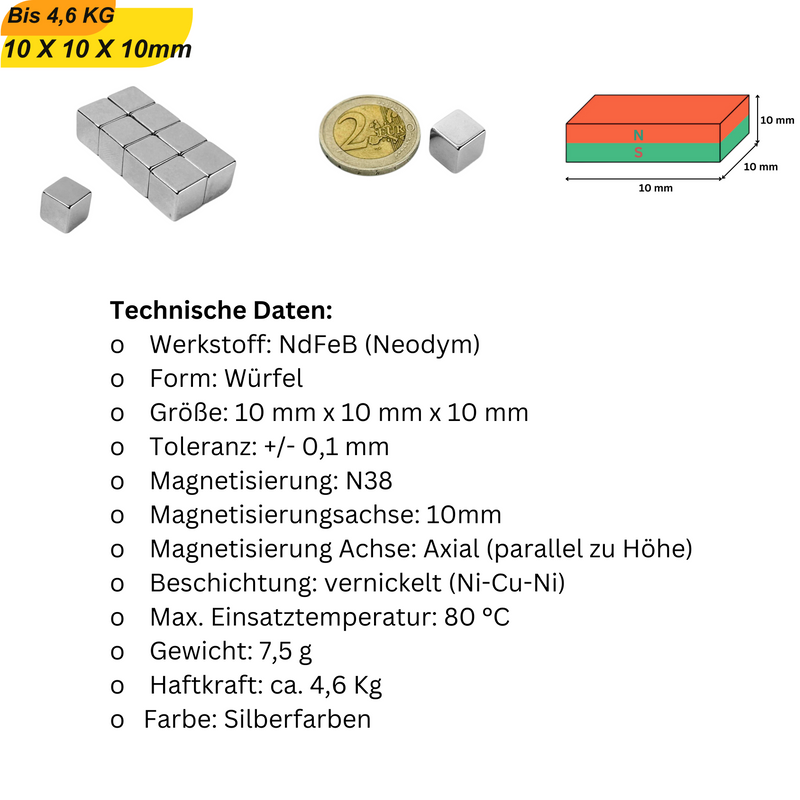 Starke Würfelmagnet aus Neodym – ideal für industrielle und private Projekte