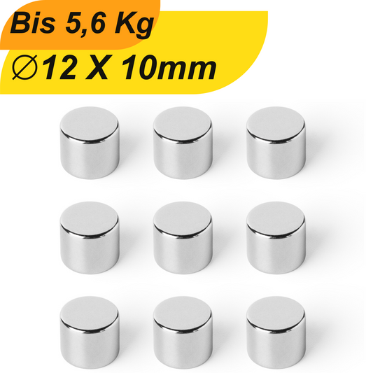 Neodym Magnet 12mm x 10mm Supermagnete hohe Haftkraft Scheibenmagnet