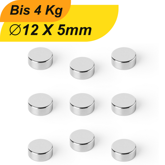 Neodym Magnet 12mm x 5mm Supermagnete hohe Haftkraft Scheibenmagnet