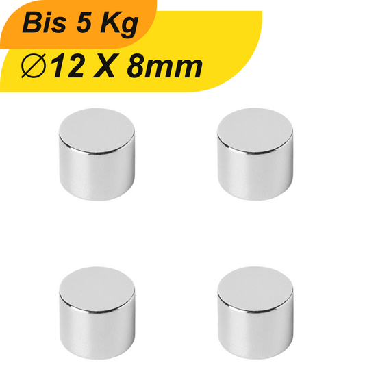Neodym Magnet 12mm x 8mm Supermagnete hohe Haftkraft Scheibenmagnet