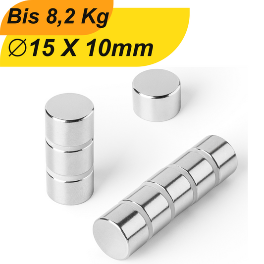 Neodym Magnet 15mm x 10mm Supermagnete hohe Haftkraft Scheibenmagnet