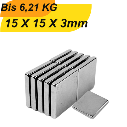 Neodym Magnet 15x15x3 mm – starker Quadermagnet mit hoher Haftkraft