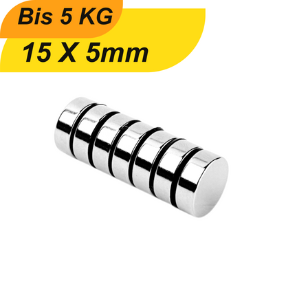Neodym Magnet 15mm x 5mm Supermagnete hohe Haftkraft Scheibenmagnet
