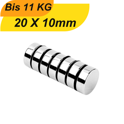 Neodym Magnet 20mm x 10mm Supermagnete hohe Haftkraft Scheibenmagnet