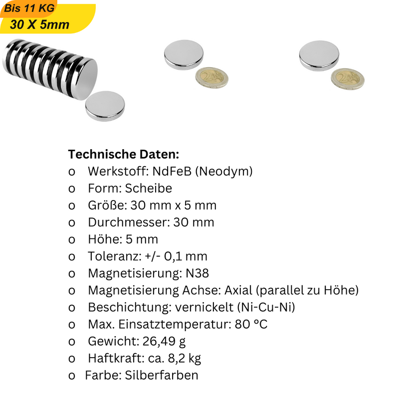 Leistungsstarker Neodym-Scheibenmagnet für Büro, Werkstatt & Heimwerker