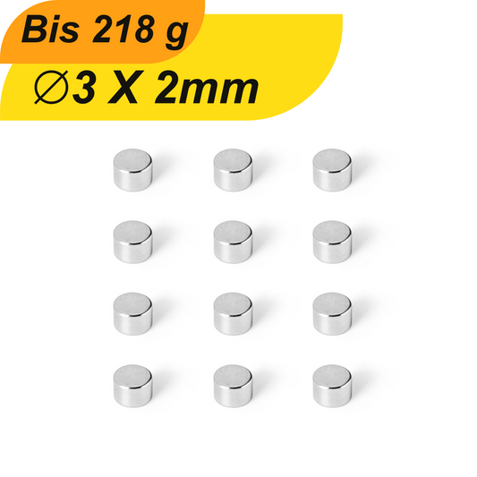 
Neodym Magnet 3mm x 2mm Supermagnete hohe Haftkraft Scheibenmagnet
