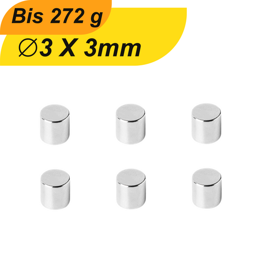 Neodym Magnet 3mm x 3mm Supermagnete hohe Haftkraft Scheibenmagnet