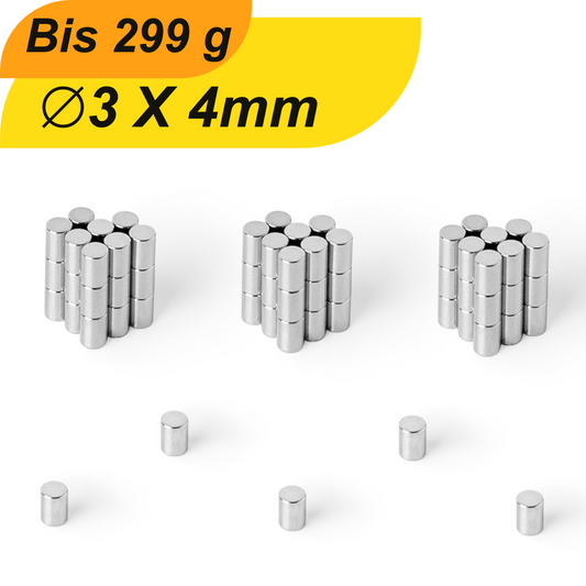 Neodym Magnet 3mm x 4mm Supermagnete hohe Haftkraft Scheibenmagnet