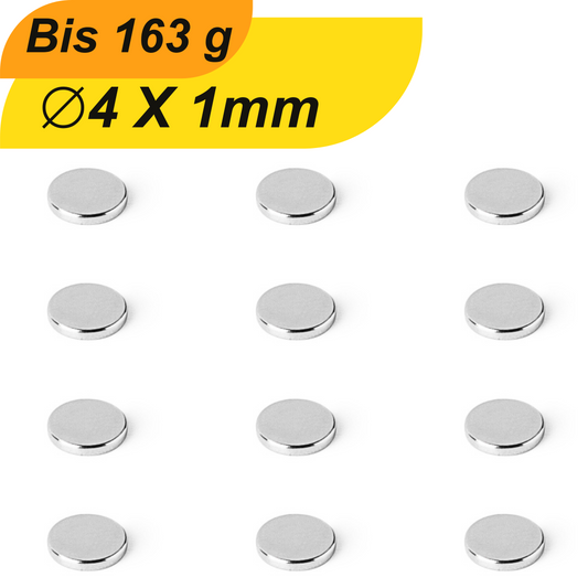 Neodym Magnet 4mm x 1mm Supermagnete hohe Haftkraft Scheibenmagnet