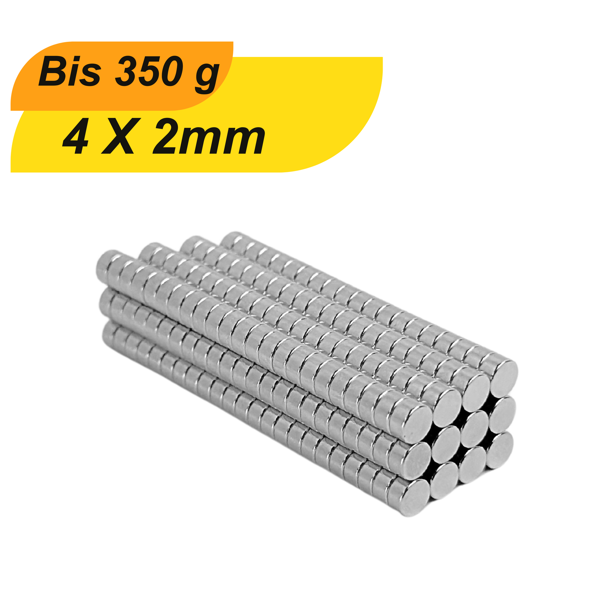 Neodym Magnet 4x2 mm – Superstarker Scheibenmagnet in Silberfarbe