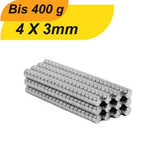 Neodym Magnet 4x3 mm in Nahaufnahme – starke Scheibenmagnete