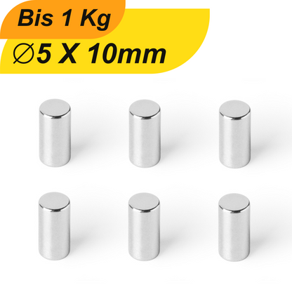 Neodym Magnet 5mm x 10mm Supermagnete hohe Haftkraft Scheibenmagnet