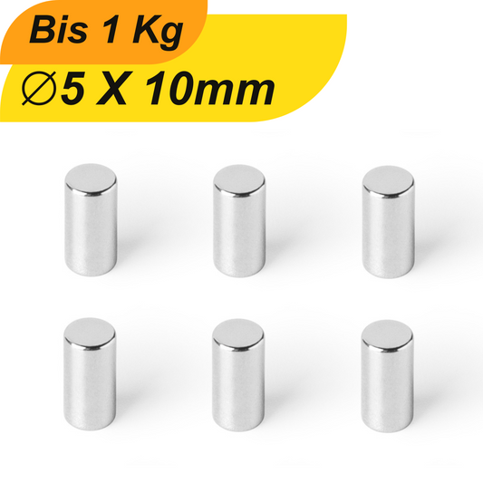 Neodym Magnet 5mm x 10mm Supermagnete hohe Haftkraft Scheibenmagnet