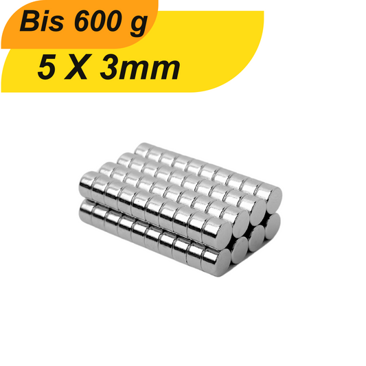 Neodym Magnet 5mm x 3mm Supermagnete hohe Haftkraft Scheibenmagnet