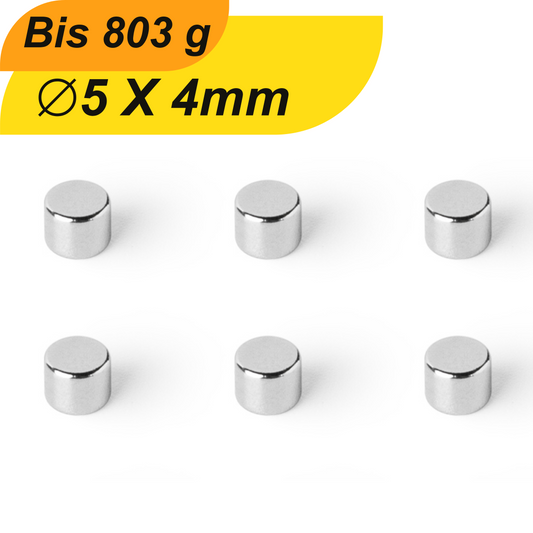 Neodym Magnet 5mm x 4mm Supermagnete hohe Haftkraft Scheibenmagnet