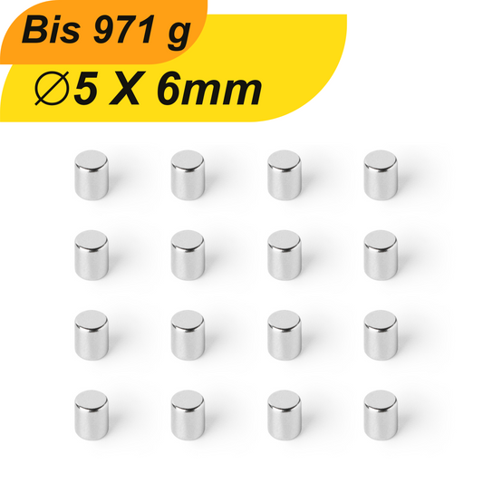 Neodym Magnet 5mm x 6mm Supermagnete hohe Haftkraft Scheibenmagnet