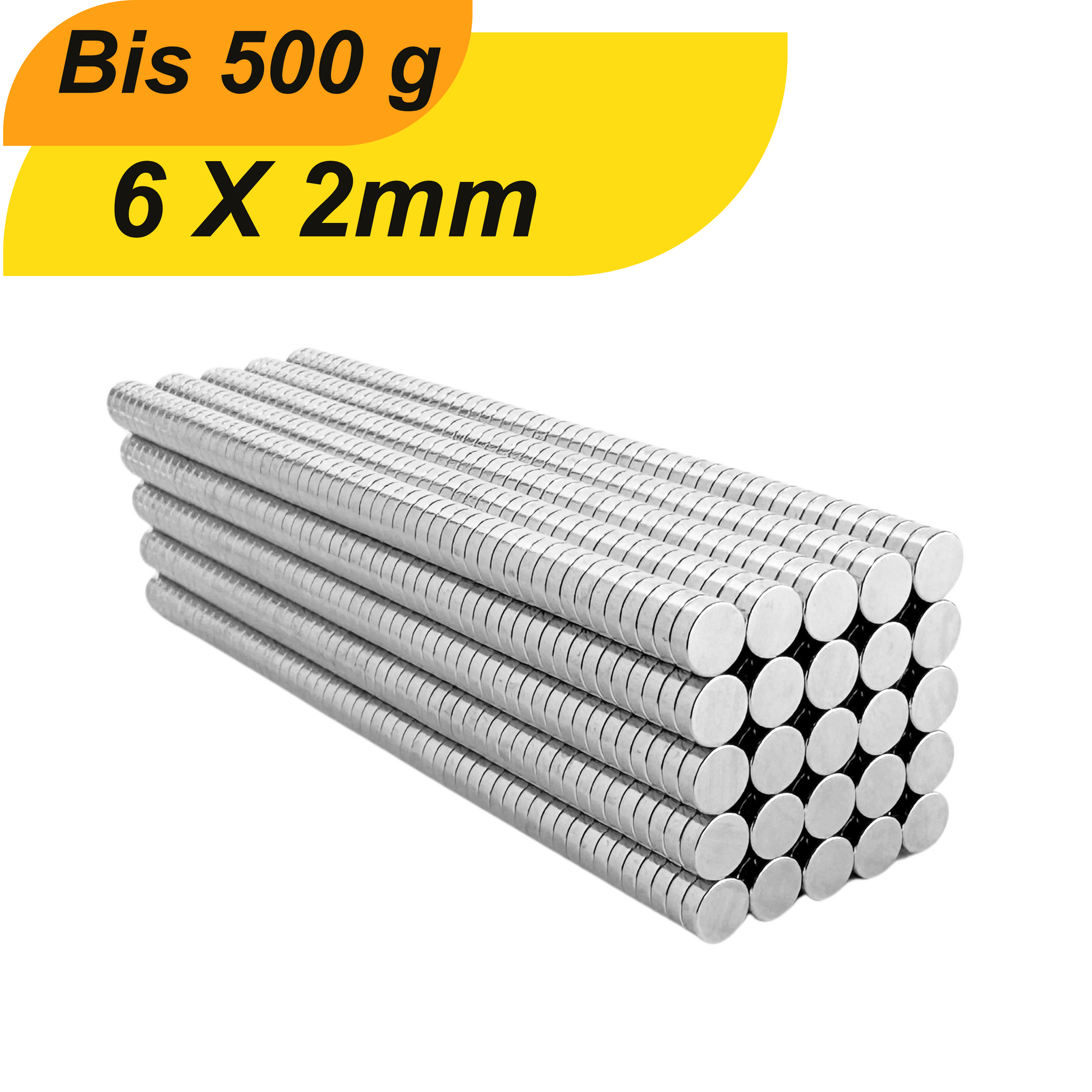 Neodym Magnet 6mm x 2mm Supermagnete hohe Haftkraft Scheibenmagnet