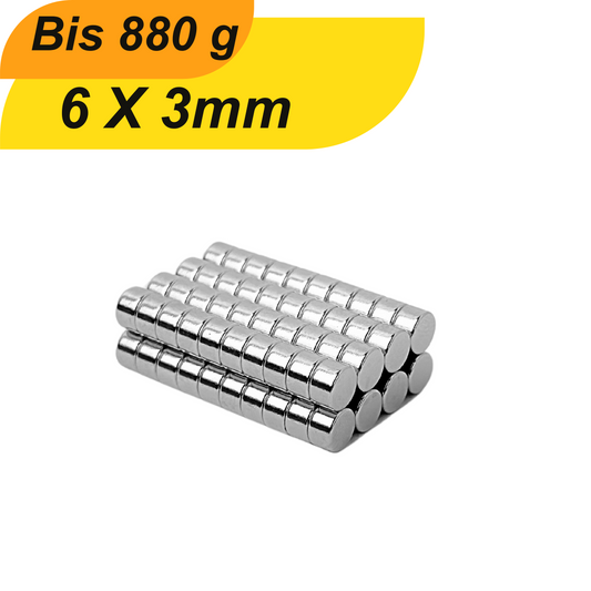 Neodym Magnet 6mm x 3mm Supermagnete hohe Haftkraft Scheibenmagnet