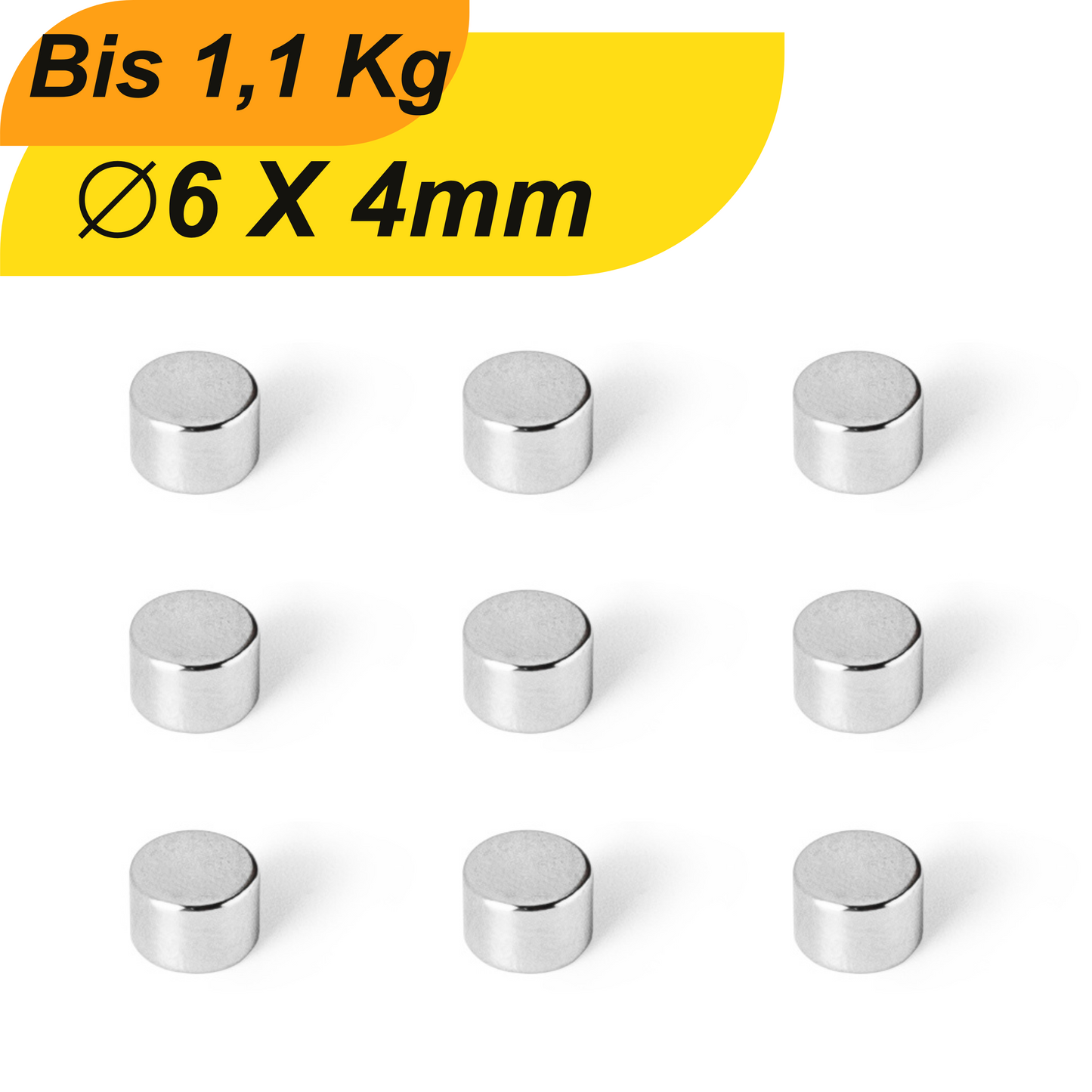 Neodym Magnet 6mm x 4mm Supermagnete hohe Haftkraft Scheibenmagnet