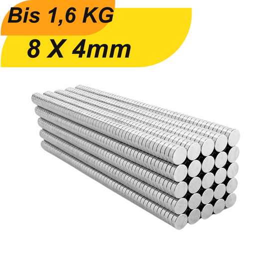 Neodym Magnet 8mm x 4mm Supermagnete hohe Haftkraft Scheibenmagnet