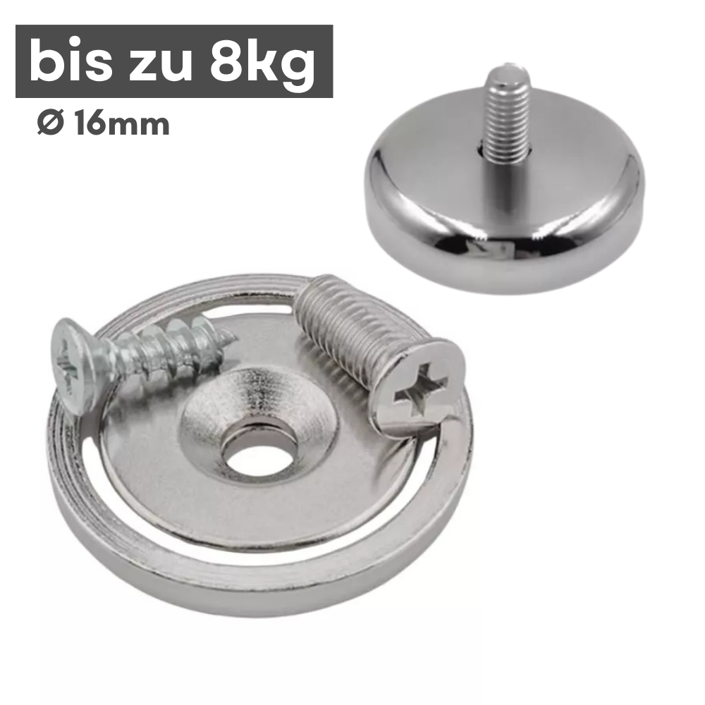 Topfmagnet mit Senkbohrung Ø 10 mm - 20mm
